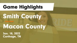 Smith County  vs Macon County  Game Highlights - Jan. 18, 2022