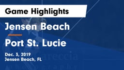 Jensen Beach  vs Port St. Lucie  Game Highlights - Dec. 3, 2019