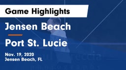 Jensen Beach  vs Port St. Lucie  Game Highlights - Nov. 19, 2020