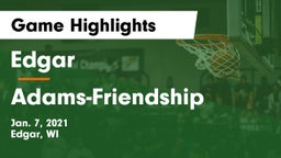 Edgar  vs Adams-Friendship Game Highlights - Jan. 7, 2021