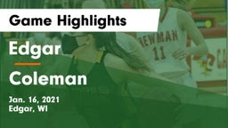 Edgar  vs Coleman  Game Highlights - Jan. 16, 2021