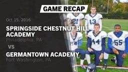 Recap: Springside Chestnut Hill Academy  vs. Germantown Academy 2016