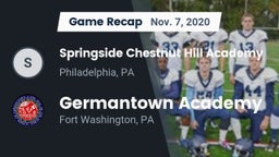 Recap: Springside Chestnut Hill Academy  vs. Germantown Academy 2020