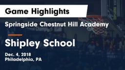 Springside Chestnut Hill Academy  vs Shipley School Game Highlights - Dec. 4, 2018