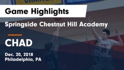 Springside Chestnut Hill Academy  vs CHAD Game Highlights - Dec. 20, 2018
