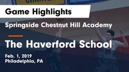 Springside Chestnut Hill Academy  vs The Haverford School Game Highlights - Feb. 1, 2019