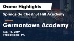 Springside Chestnut Hill Academy  vs Germantown Academy Game Highlights - Feb. 13, 2019