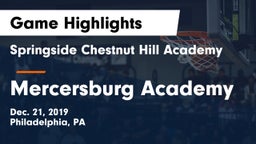 Springside Chestnut Hill Academy  vs Mercersburg Academy Game Highlights - Dec. 21, 2019