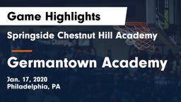 Springside Chestnut Hill Academy  vs Germantown Academy Game Highlights - Jan. 17, 2020