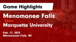 Menomonee Falls  vs Marquette University  Game Highlights - Feb. 17, 2023
