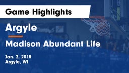 Argyle  vs Madison Abundant Life Game Highlights - Jan. 2, 2018