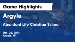 Argyle  vs Abundant Life Christian School Game Highlights - Jan. 22, 2024