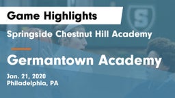 Springside Chestnut Hill Academy  vs Germantown Academy Game Highlights - Jan. 21, 2020