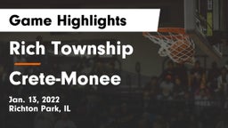 Rich Township  vs Crete-Monee  Game Highlights - Jan. 13, 2022
