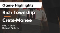 Rich Township  vs Crete-Monee  Game Highlights - Feb. 7, 2023