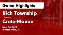 Rich Township  vs Crete-Monee  Game Highlights - Nov. 28, 2023