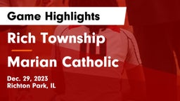 Rich Township  vs Marian Catholic  Game Highlights - Dec. 29, 2023