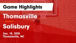 Thomasville  vs Salisbury  Game Highlights - Jan. 18, 2020