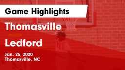 Thomasville  vs Ledford  Game Highlights - Jan. 25, 2020