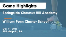 Springside Chestnut Hill Academy  vs William Penn Charter School Game Highlights - Oct. 11, 2019