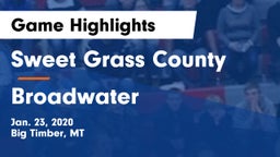 Sweet Grass County  vs Broadwater  Game Highlights - Jan. 23, 2020