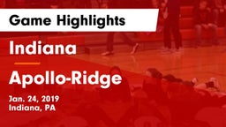 Indiana  vs Apollo-Ridge  Game Highlights - Jan. 24, 2019