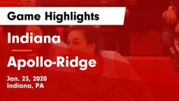 Indiana  vs Apollo-Ridge  Game Highlights - Jan. 23, 2020
