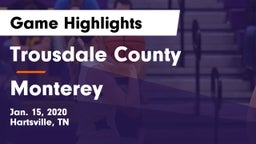 Trousdale County  vs Monterey  Game Highlights - Jan. 15, 2020