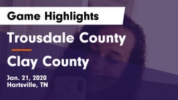 Trousdale County  vs Clay County Game Highlights - Jan. 21, 2020