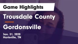 Trousdale County  vs Gordonsville  Game Highlights - Jan. 31, 2020