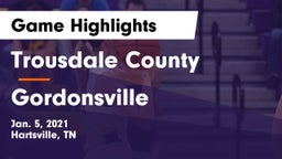 Trousdale County  vs Gordonsville  Game Highlights - Jan. 5, 2021