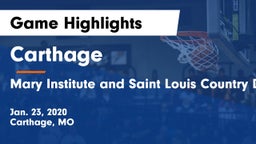 Carthage  vs Mary Institute and Saint Louis Country Day School Game Highlights - Jan. 23, 2020