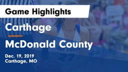 Carthage  vs McDonald County  Game Highlights - Dec. 19, 2019