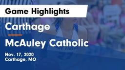 Carthage  vs McAuley Catholic  Game Highlights - Nov. 17, 2020