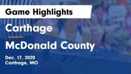 Carthage  vs McDonald County  Game Highlights - Dec. 17, 2020