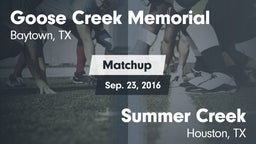 Matchup: Goose Creek vs. Summer Creek  2016