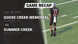 Recap: Goose Creek Memorial  vs. Summer Creek  2016