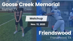 Matchup: Goose Creek vs. Friendswood  2020