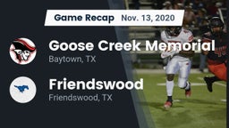 Recap: Goose Creek Memorial  vs. Friendswood  2020