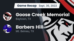 Recap: Goose Creek Memorial  vs. Barbers Hill  2022