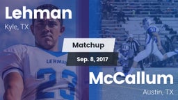 Matchup: Lehman  vs. McCallum  2017