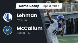 Recap: Lehman  vs. McCallum  2017