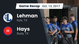 Recap: Lehman  vs. Hays  2017