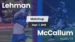 Matchup: Lehman  vs. McCallum  2018