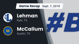 Recap: Lehman  vs. McCallum  2018