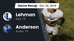 Recap: Lehman  vs. Anderson  2018