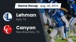 Recap: Lehman  vs. Canyon  2019