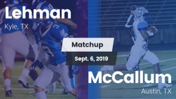 Matchup: Lehman  vs. McCallum  2019
