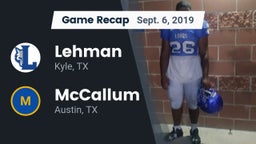 Recap: Lehman  vs. McCallum  2019