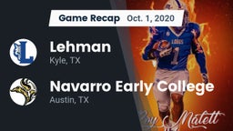 Recap: Lehman  vs. Navarro Early College  2020
